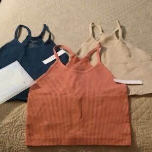 Elegant Women's Camisole Trio - Coral, Navy, and Beige
